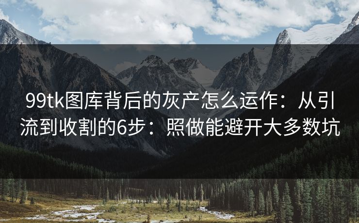 99tk图库背后的灰产怎么运作：从引流到收割的6步：照做能避开大多数坑