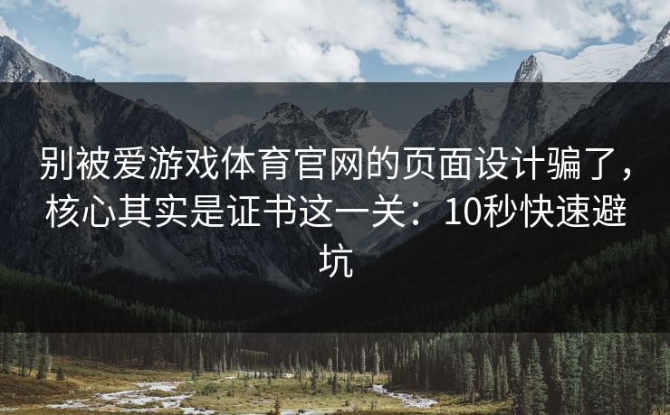 别被爱游戏体育官网的页面设计骗了，核心其实是证书这一关：10秒快速避坑
