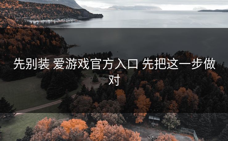 先别装 爱游戏官方入口 先把这一步做对