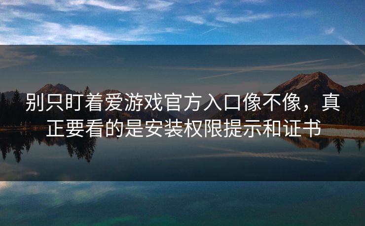 别只盯着爱游戏官方入口像不像，真正要看的是安装权限提示和证书