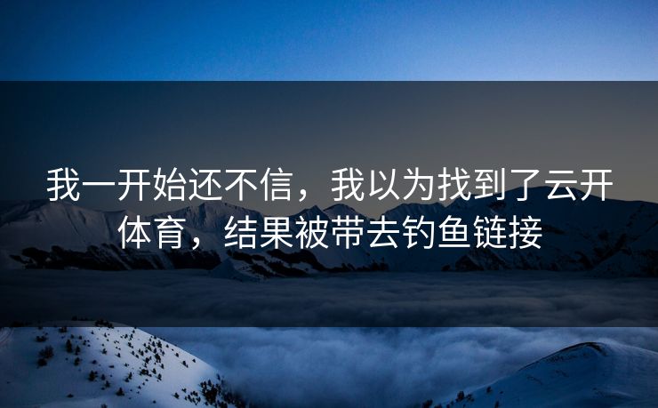 我一开始还不信，我以为找到了云开体育，结果被带去钓鱼链接