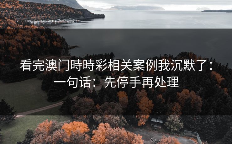 看完澳门時時彩相关案例我沉默了：一句话：先停手再处理